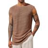 Runcati Mens Waffle Tank Tops Sleeveless T-Shirts Athletic Muscle Summer Beach Hippie Shirts(Coffee)
