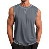 Runcati Mens Workout Tank Tops Sleeveless Casual Crewneck Beach T Shirt Muscle Athletic Gym Running Tee(Dark Grey)