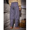 Runcati Mens Medieval Ankle Pants Renaissance Viking Navigator Pirate Pants Lace Up Striped Halloween Costume Trousers(Navy)