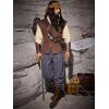 Runcati Mens Medieval Ankle Pants Renaissance Viking Navigator Pirate Pants Lace Up Striped Halloween Costume Trousers(Navy)