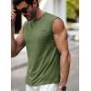 Runcati Mens Sleeveless Tank Tops Workout Cut Off Muscle Shirts Gym Casual Beach Summer Tee with Pocket(Army Green)