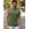 Runcati Mens Sleeveless Tank Tops Workout Cut Off Muscle Shirts Gym Casual Beach Summer Tee with Pocket(Army Green)
