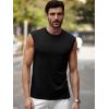Runcati Mens Sleeveless Tank Tops Workout Cut Off Muscle Shirts Gym Casual Beach Summer Tee with Pocket(Black)