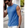 Runcati Mens Sleeveless Tank Tops Workout Cut Off Muscle Shirts Gym Casual Beach Summer Tee with Pocket(Blue)