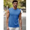 Runcati Mens Sleeveless Tank Tops Workout Cut Off Muscle Shirts Gym Casual Beach Summer Tee with Pocket(Blue)