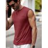 Runcati Mens Sleeveless Tank Tops Workout Cut Off Muscle Shirts Gym Casual Beach Summer Tee with Pocket(Burgundy)