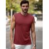 Runcati Mens Sleeveless Tank Tops Workout Cut Off Muscle Shirts Gym Casual Beach Summer Tee with Pocket(Burgundy)