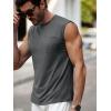 Runcati Mens Sleeveless Tank Tops Workout Cut Off Muscle Shirts Gym Casual Beach Summer Tee with Pocket(Dark Grey)