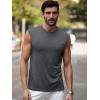 Runcati Mens Sleeveless Tank Tops Workout Cut Off Muscle Shirts Gym Casual Beach Summer Tee with Pocket(Dark Grey)