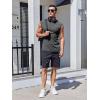 Runcati Mens Sleeveless Tank Tops Workout Cut Off Muscle Shirts Gym Casual Beach Summer Tee with Pocket(Dark Grey)