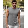 Runcati Mens Sleeveless Tank Tops Workout Cut Off Muscle Shirts Gym Casual Beach Summer Tee with Pocket(Grey)