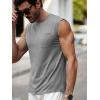 Runcati Mens Sleeveless Tank Tops Workout Cut Off Muscle Shirts Gym Casual Beach Summer Tee with Pocket(Grey)