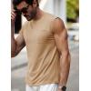Runcati Mens Sleeveless Tank Tops Workout Cut Off Muscle Shirts Gym Casual Beach Summer Tee with Pocket(Khaki)