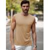 Runcati Mens Sleeveless Tank Tops Workout Cut Off Muscle Shirts Gym Casual Beach Summer Tee with Pocket(Khaki)