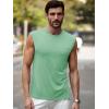 Runcati Mens Sleeveless Tank Tops Workout Cut Off Muscle Shirts Gym Casual Beach Summer Tee with Pocket(Mint)