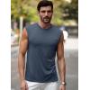 Runcati Mens Sleeveless Tank Tops Workout Cut Off Muscle Shirts Gym Casual Beach Summer Tee with Pocket(Navy Blue)