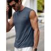 Runcati Mens Sleeveless Tank Tops Workout Cut Off Muscle Shirts Gym Casual Beach Summer Tee with Pocket(Navy Blue)