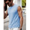 Runcati Mens Sleeveless Tank Tops Workout Cut Off Muscle Shirts Gym Casual Beach Summer Tee with Pocket(Sky Blue)