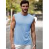 Runcati Mens Sleeveless Tank Tops Workout Cut Off Muscle Shirts Gym Casual Beach Summer Tee with Pocket(Sky Blue)