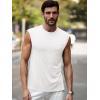 Runcati Mens Sleeveless Tank Tops Workout Cut Off Muscle Shirts Gym Casual Beach Summer Tee with Pocket(White)
