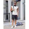 Runcati Mens Sleeveless Tank Tops Workout Cut Off Muscle Shirts Gym Casual Beach Summer Tee with Pocket(White)