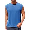Runcati Mens Sleeveless Tank Tops Workout Cut Off Muscle Shirts Gym Casual Beach Summer Tee with Pocket(Blue)