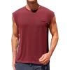 Runcati Mens Sleeveless Tank Tops Workout Cut Off Muscle Shirts Gym Casual Beach Summer Tee with Pocket(Burgundy)