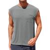 Runcati Mens Sleeveless Tank Tops Workout Cut Off Muscle Shirts Gym Casual Beach Summer Tee with Pocket(Grey)