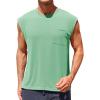 Runcati Mens Sleeveless Tank Tops Workout Cut Off Muscle Shirts Gym Casual Beach Summer Tee with Pocket(Mint)