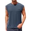 Runcati Mens Sleeveless Tank Tops Workout Cut Off Muscle Shirts Gym Casual Beach Summer Tee with Pocket(Navy Blue)