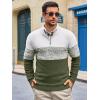 Runcati Mens Quarter Zip Sweaters Mock Neck Pullover Sweater Knitted Casual Color Block Fall Winter Sweaters(Army Green)