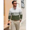 Runcati Mens Quarter Zip Sweaters Mock Neck Pullover Sweater Knitted Casual Color Block Fall Winter Sweaters(Army Green)