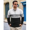 Runcati Mens Quarter Zip Sweaters Mock Neck Pullover Sweater Knitted Casual Color Block Fall Winter Sweaters(Black)
