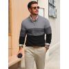 Runcati Mens Quarter Zip Sweaters Mock Neck Pullover Sweater Knitted Casual Color Block Fall Winter Sweaters(Dark Grey)