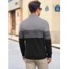 Runcati Mens Quarter Zip Sweaters Mock Neck Pullover Sweater Knitted Casual Color Block Fall Winter Sweaters(Dark Grey)