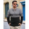 Runcati Mens Quarter Zip Sweaters Mock Neck Pullover Sweater Knitted Casual Color Block Fall Winter Sweaters(Dark Grey)