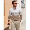 Runcati Mens Quarter Zip Sweaters Mock Neck Pullover Sweater Knitted Casual Color Block Fall Winter Sweaters(Khaki)