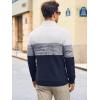 Runcati Mens Quarter Zip Sweaters Mock Neck Pullover Sweater Knitted Casual Color Block Fall Winter Sweaters(Navy)