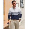 Runcati Mens Quarter Zip Sweaters Mock Neck Pullover Sweater Knitted Casual Color Block Fall Winter Sweaters(Navy)