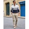 Runcati Mens Quarter Zip Sweaters Mock Neck Pullover Sweater Knitted Casual Color Block Fall Winter Sweaters(Navy)