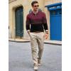 Runcati Mens Quarter Zip Sweaters Mock Neck Pullover Sweater Knitted Casual Color Block Fall Winter Sweaters(Wine Red)