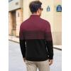 Runcati Mens Quarter Zip Sweaters Mock Neck Pullover Sweater Knitted Casual Color Block Fall Winter Sweaters(Wine Red)