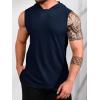 Runcati Mens Sleeveless Hoodies Workout Hooded Tank Tops Muscle Gym Bodybuilding Fitness Training T Shirts(Navy)