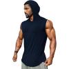Runcati Mens Sleeveless Hoodies Workout Hooded Tank Tops Muscle Gym Bodybuilding Fitness Training T Shirts(Navy)