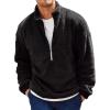Runcati Mens Fuzzy Sherpa Sweatshirt Quarter Zip Pullover Long Sleeve Winter Fall Fleece Outwear