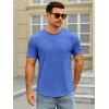 Runcati Mens Short Sleeve T-Shirts Crew Neck Casual Shirt Summer Classic Basic Lightweight Fashion Tees(Blue)