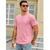 Runcati Mens Short Sleeve T-Shirts Crew Neck Casual Shirt Summer Classic Basic Lightweight Fashion Tees(Pink)