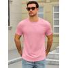 Runcati Mens Short Sleeve T-Shirts Crew Neck Casual Shirt Summer Classic Basic Lightweight Fashion Tees(Pink)