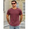 Runcati Mens Short Sleeve T-Shirts Crew Neck Casual Shirt Summer Classic Basic Lightweight Fashion Tees(Wine Red)