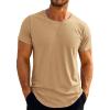 Runcati Mens Short Sleeve T-Shirts Crew Neck Casual Shirt Summer Classic Basic Lightweight Fashion Tees(Light Khaki)
